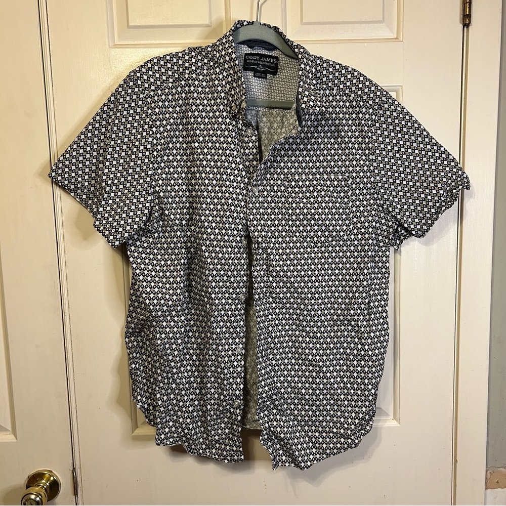 Stylish Black And White Patterned Button-Down Shi… - image 1